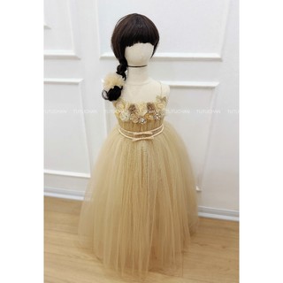 [ Tutuchan - Bella Dress] Váy công chúa cho bé dài bồng bềnh đính hoa  - TV012