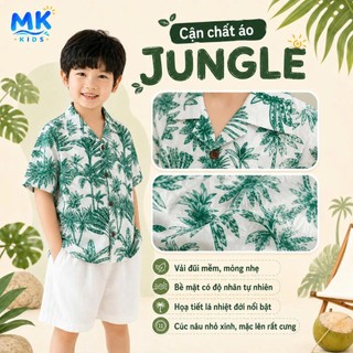 Set Bộ Bé Trai Jungle MK Kids Áo Sơ Mi Họa Tiết Mát Mẻ - Đi Chơi Đi Biển Mùa Hè - Chất Đũi Tơ 2-8 Tuổi