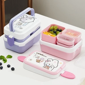 Hộp Cơm Lunch Box 2 Tầng Nhiều Ngăn Nhựa PP5 Tiện Lợi Cho Văn Phòng Và Dã Ngoại MUN STORE HCTHO132