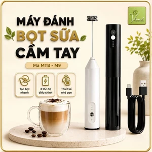 Máy Đánh Bọt Sữa Cầm Tay 3 Tốc Độ Công Suất Mạnh Pin Sạc USB Đa Năng Tạo Bọt Cà Phê Latte Matcha Đánh Trứng