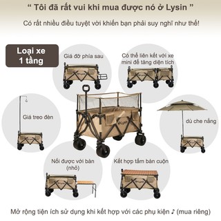 LYSIN - Xe kéo dã ngoại 230L sức chứa lớn, có thể gấp gọn xe đựng đồ dã ngoại khung thép vải oxford, chịu tải 124kg