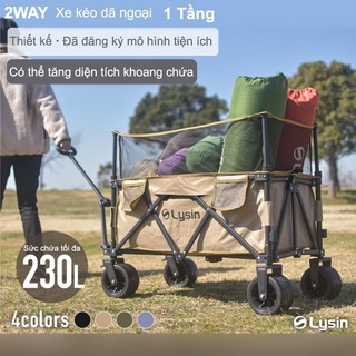 Xe kéo dã ngoại gấp gọn, cắm trại, đi dạo đựng đồ chinh phục mọi địa hình, khung thép bền Lysin -1 tầng - Sức Chứa 124Kg