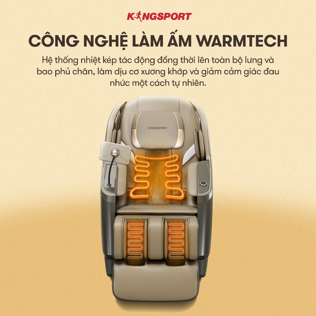 [KOL] Ghế massage KINGSPORT Standard G5 BEIGE cao cấp con lăn 3D, công nghệ massage chuyên sâu