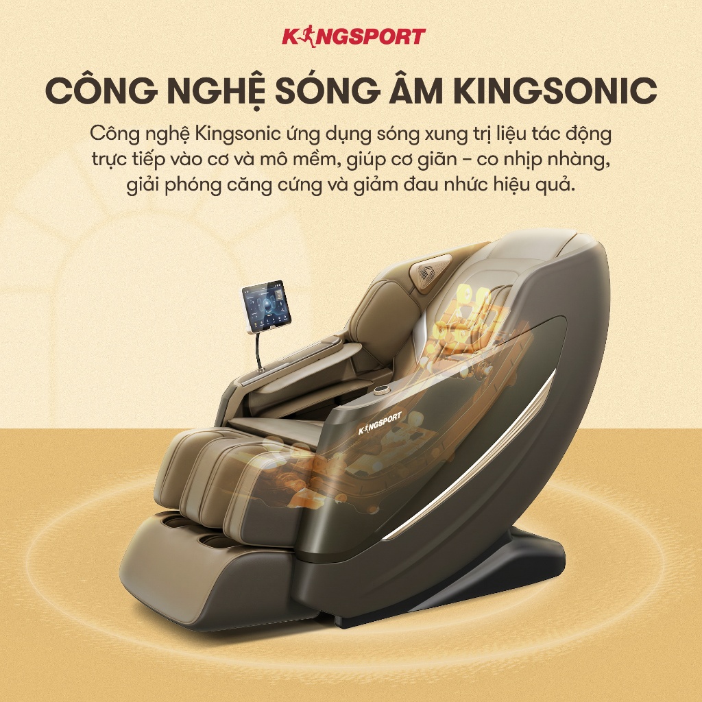 [KOL] Ghế massage KINGSPORT Standard G5 BEIGE cao cấp con lăn 3D, công nghệ massage chuyên sâu