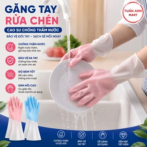 Combo 4 Đôi găng tay rửa chén 2 Màu bằng cao su chống thấm nước bảo vệ tay ( 4 đôi )