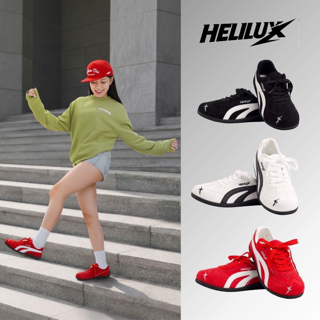 Giày Sneaker Unisex Helilux A6 Da Lộn, Đế Bằng, Phong Cách Năng Động