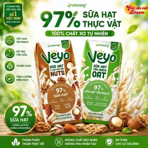 Sữa Hạt Vinasoy VEYO 97% Cao Cấp 5 Loại Hạt & Yến Mạch Không Lactose Vị Tự Nhiên Thùng 30 Hộp x 180ml