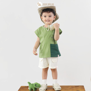 M&B (6M-6Y) Bộ quần áo sát nách PEEKOSAUR cotton thoáng mát, co giãn tốt, thấm hút mồ hôi-DINO5.25