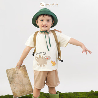 M&B (6M-6Y) Bộ quần áo cộc tay STEGOSAURUS cotton thoáng mát, co giãn tốt, thấm hút mồ hôi-DINO5.25