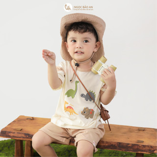 M&B (6M-6Y) Bộ quần áo cộc tay STEGOSAURUS cotton thoáng mát, co giãn tốt, thấm hút mồ hôi-DINO5.25