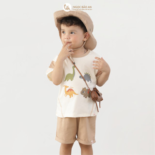 M&B (6M-6Y) Bộ quần áo cộc tay STEGOSAURUS cotton thoáng mát, co giãn tốt, thấm hút mồ hôi-DINO5.25