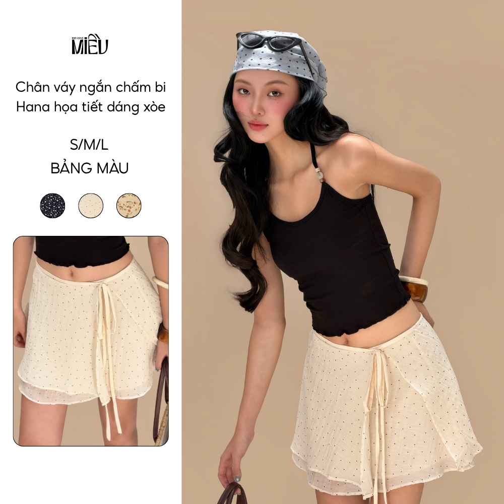 Chân váy dài chấm bi Hana Miều Est.2013 họa tiết polka dot vintage retro dáng xòe