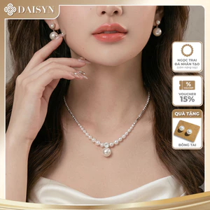 N705 dây chuyền hạt trai, Dây Chuyền mạ Bạc Đính Hạt Ngọc Trai Nhân Tạo Cao Cấp sang trọng
