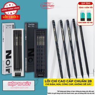 [CHÍNH HÃNG] Hộp 10 Bút Chì 2B NoiR CLASSMATE Gỗ Đen Ngòi Chì Cứng Đậm Mịn Chuẩn 2B Dùng Tập Viết, Tô Trắc Nghiệm