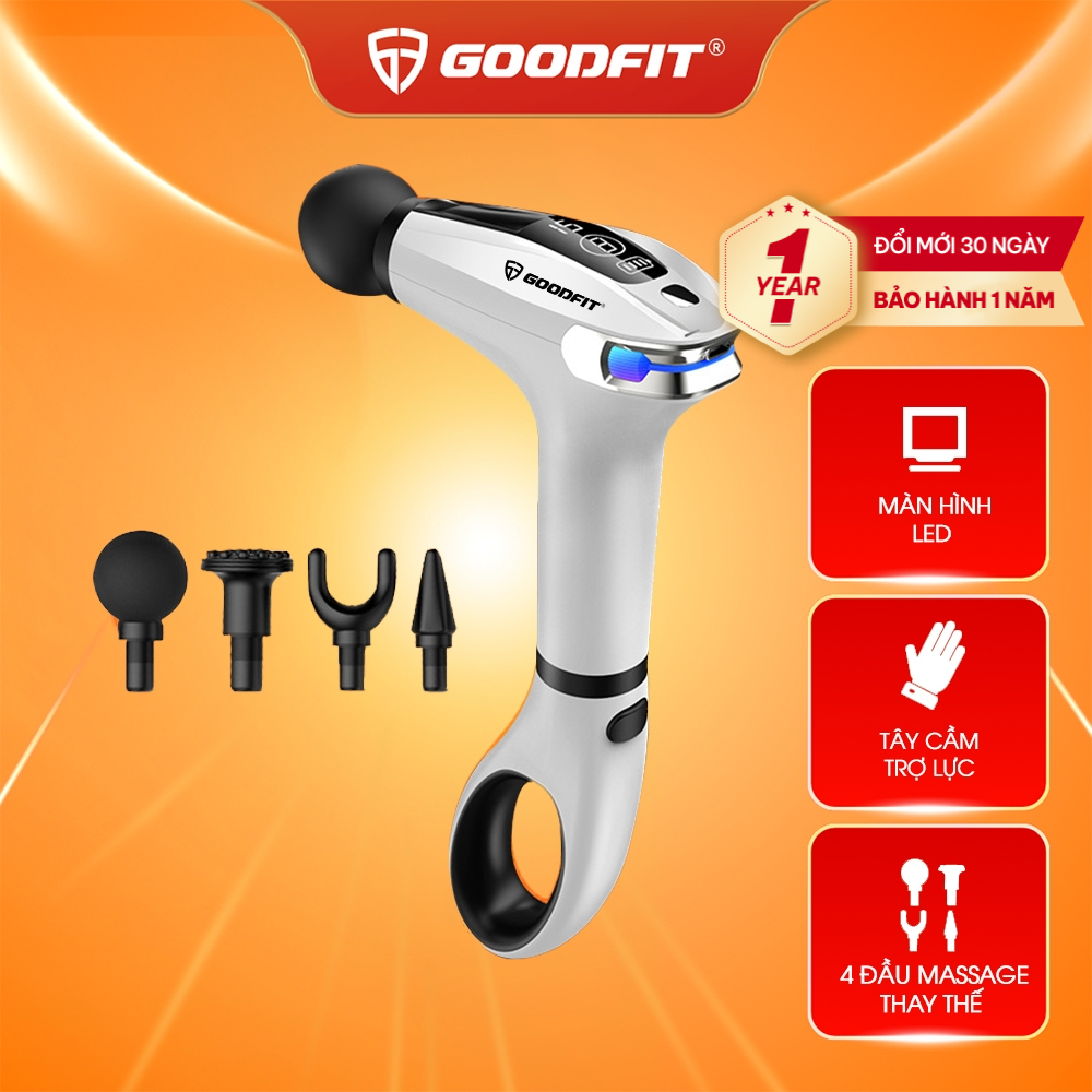 Máy massage cầm tay chính hãng GOODFIT GF01MG có tay cầm trợ lực có thể tháo rời