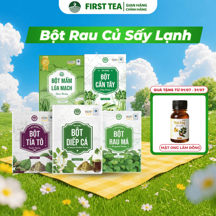 Combo Bột Cần Tây, Rau Má, Mầm Lúa Mạch, Diếp Cá, Tía Tô Các Loại