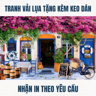 Tranh 3D dán tường quán cà phê, trà sữa, trà chanh, tranh dán tường in trên chất liệu vải lụa (shop tặng kèm keo dán)