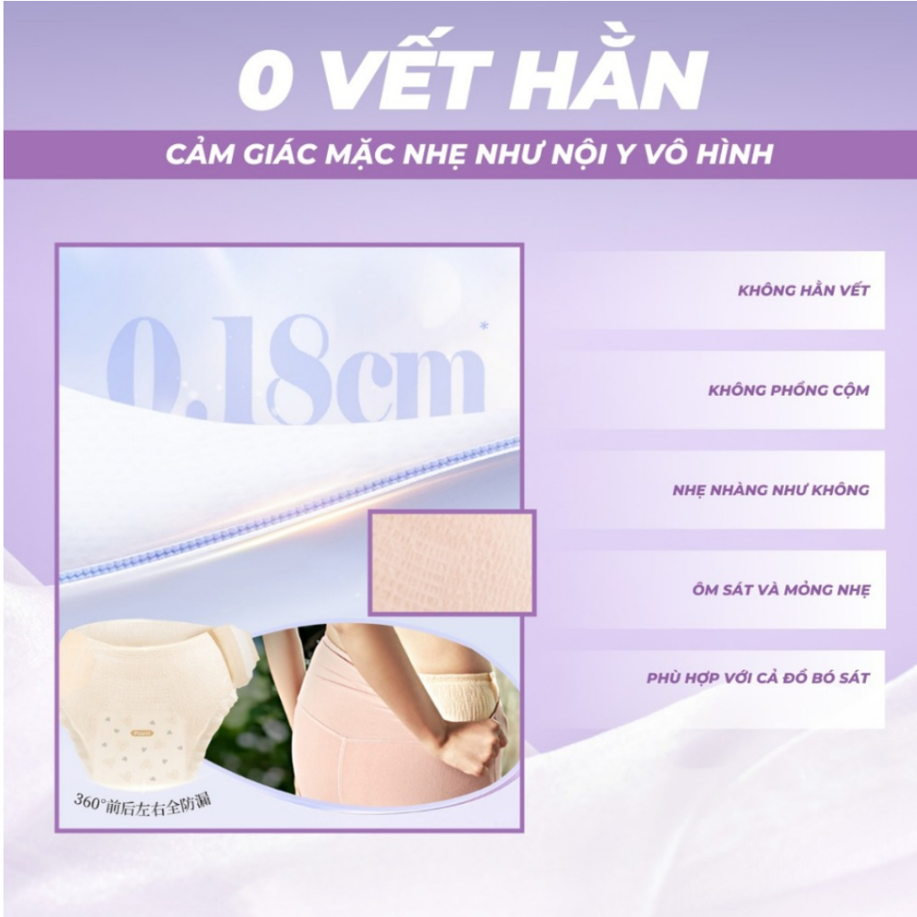 Băng vệ sinh dạng quần Shanney TPU xé dán điều chỉnh theo mọi vòng eo, thấm hút vượt trội, an toàn cho da.
