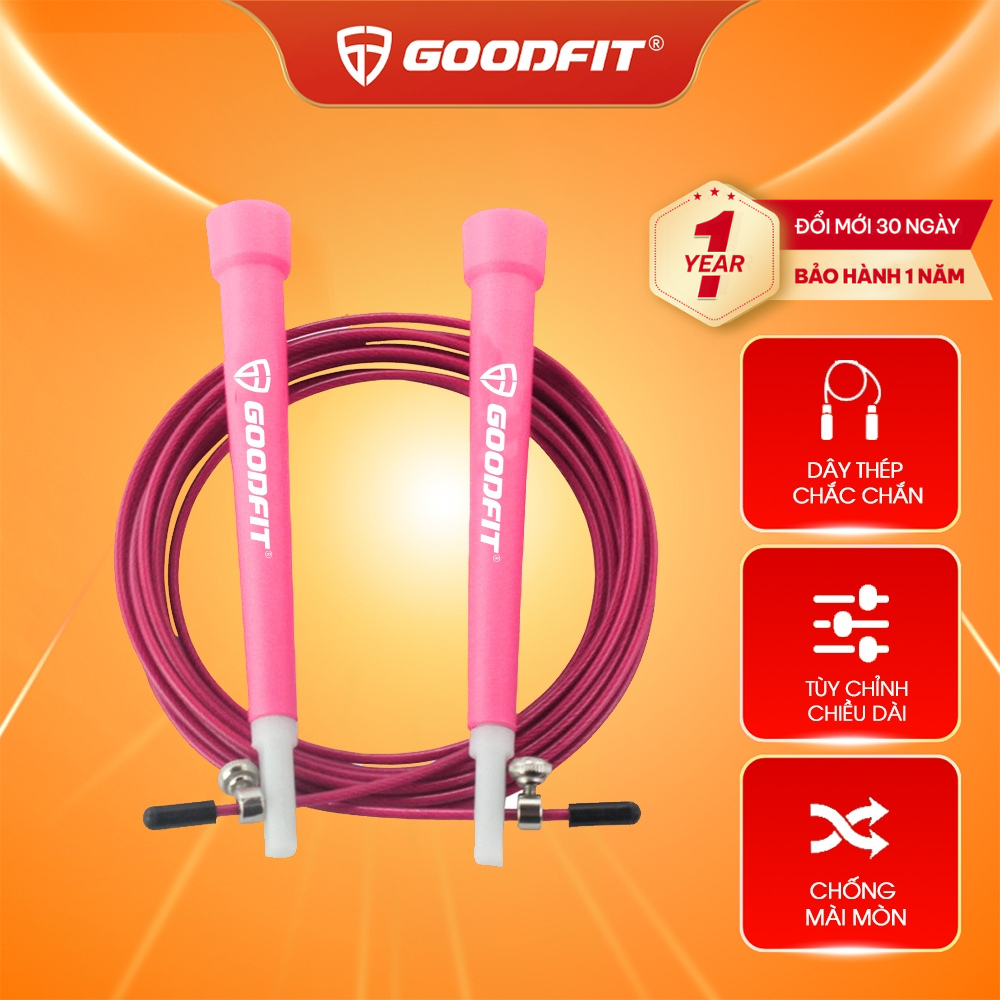 Dây nhảy thể dục chính hãng GoodFit GF904JR lõi thép siêu bền, hỗ trợ tập thể dục giảm cân, đốt mỡ