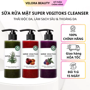 Sữa rửa mặt Super Vegitoks Cleanser 300ml chiết xuất rau củ làm sạch da, thải độc & dưỡng da mềm mịn