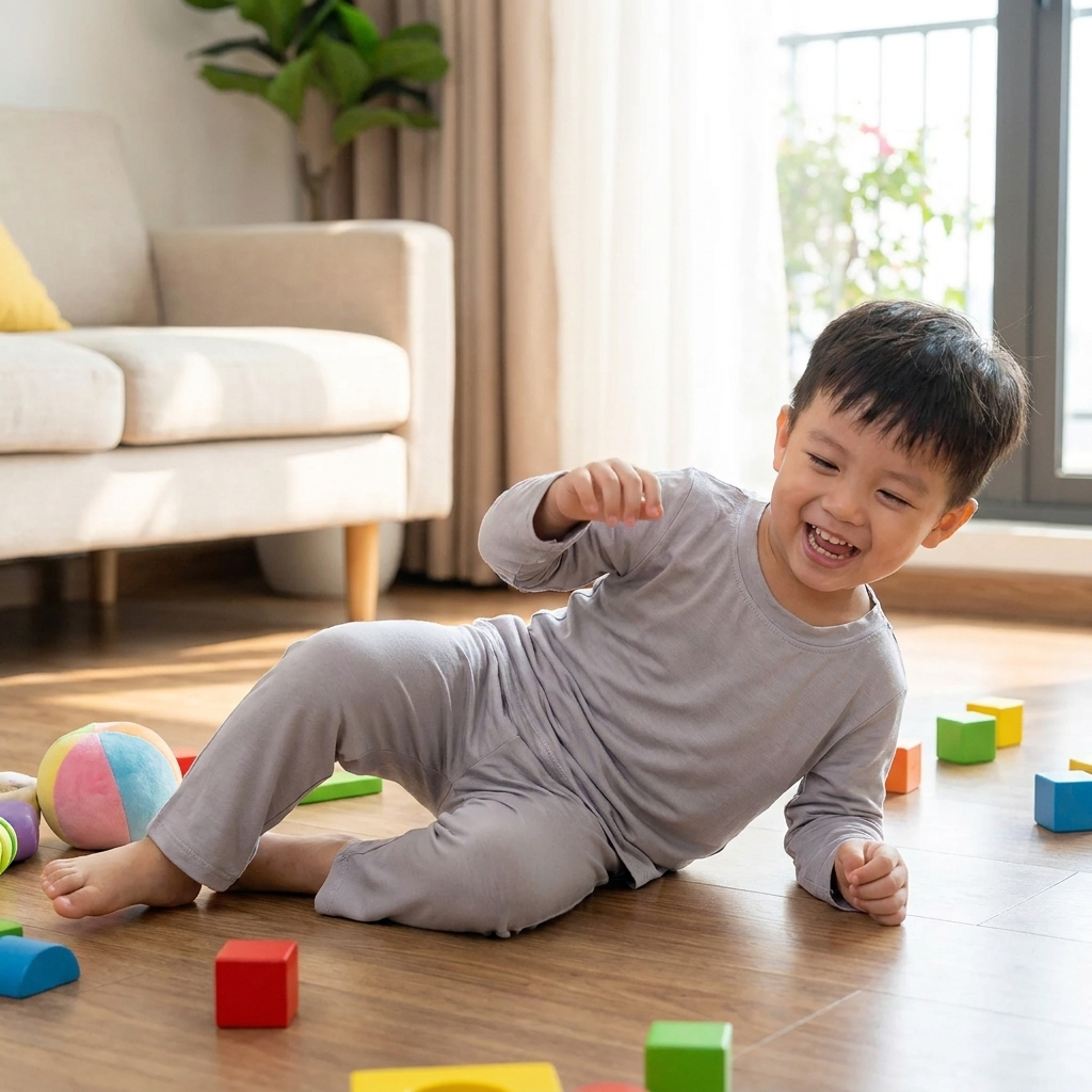 Bộ dài tay bé trai 95% sợi sồi Modal Lá Homewear A385 mềm mướt mát lạnh, đồ ngủ cho bé mặc hè