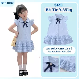 Váy Cho Bé Gái, Váy SơMi Tay Cánh Tiên Tiểu Thư Mặc Hàng Ngày Đi Chơi Chất Liệu Cotton