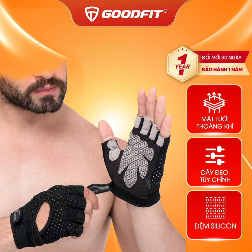 Găng tay tập Gym nữ, nam có đệm êm chống trượt GoodFit GF203G