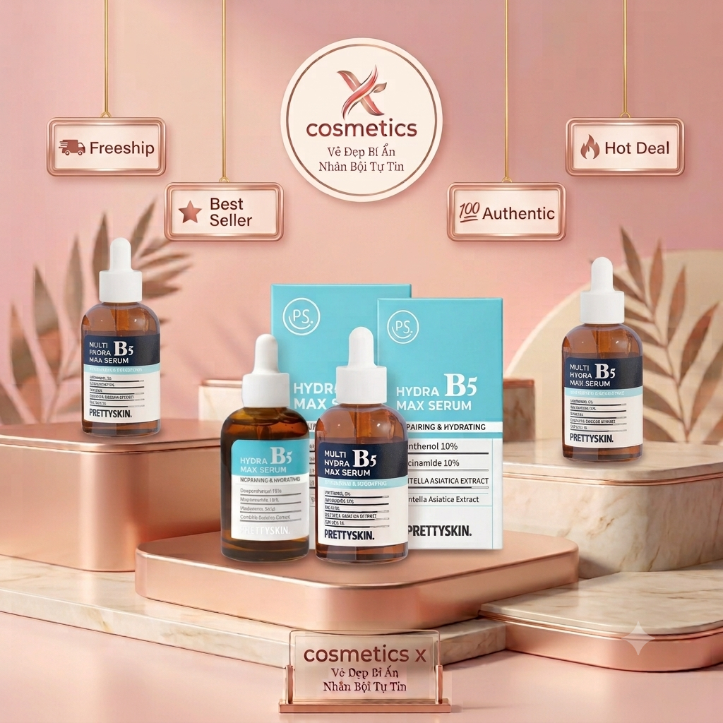 [CHÍNH HÃNG] Serum B5 Prettyskin 50ml dưỡng trắng, phục hồi, làm dịu da - Cosmetics X
