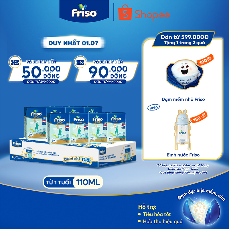 Thùng 48 hộp Sữa uống dinh dưỡng Friso Gold (110ml/hộp)