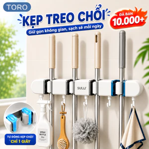 Kẹp treo chổi, cây lau nhà dán tường TORO kèm móc treo siêu chắc, Giá treo đồ đa năng dán tường chịu lực cao cấp