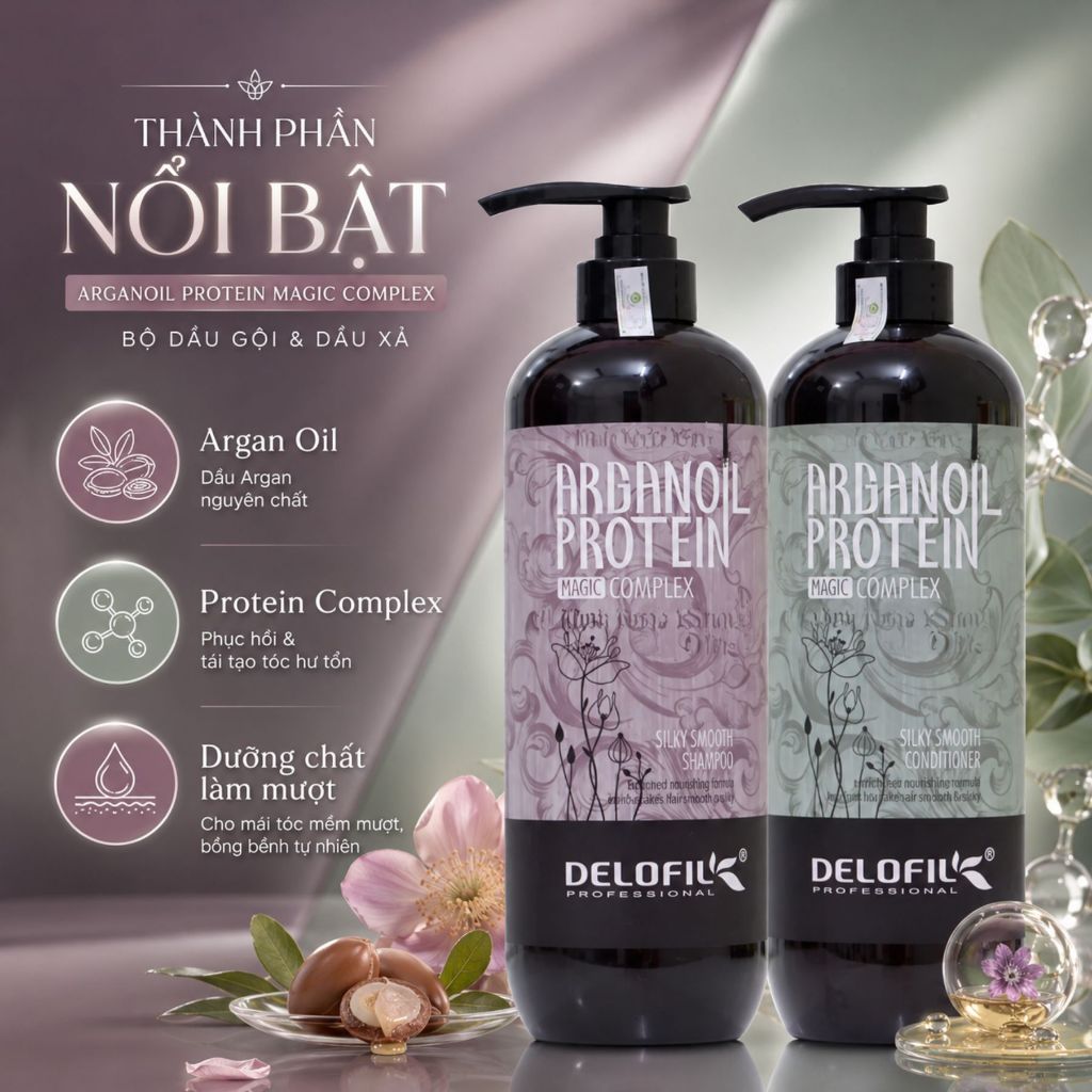 Combo Dầu Gội Xả DELOFIL 500-800ml | Sạch Thoáng Da Đầu, Tóc Mềm Mượt & Bóng Khỏe