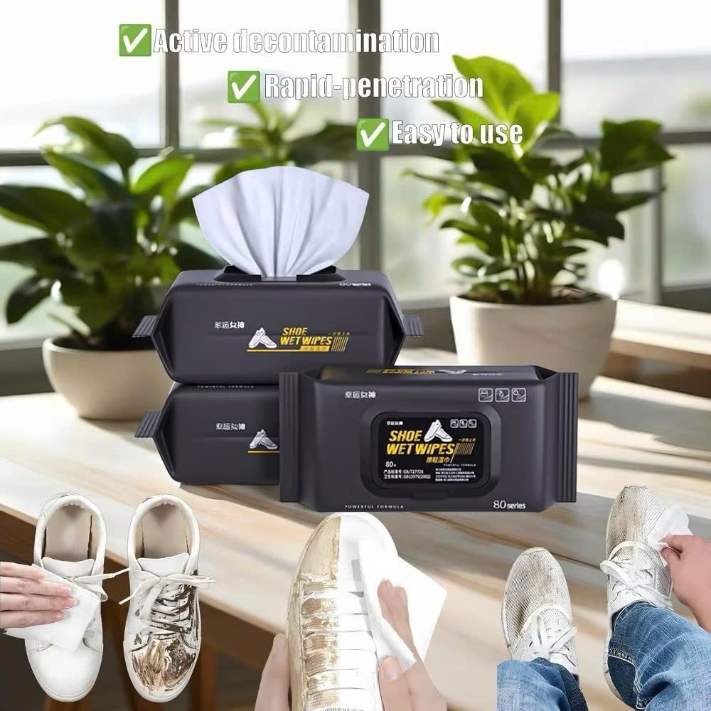 Khăn giấy lau giày đen siêu sạch, không hóa chất, không cần rửa tay