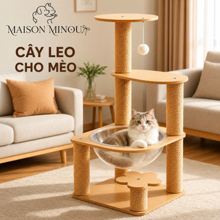 Cây cào móng CAT TREE, trụ cào móng, nhà cây cho mèo có kèm bát trong suốt