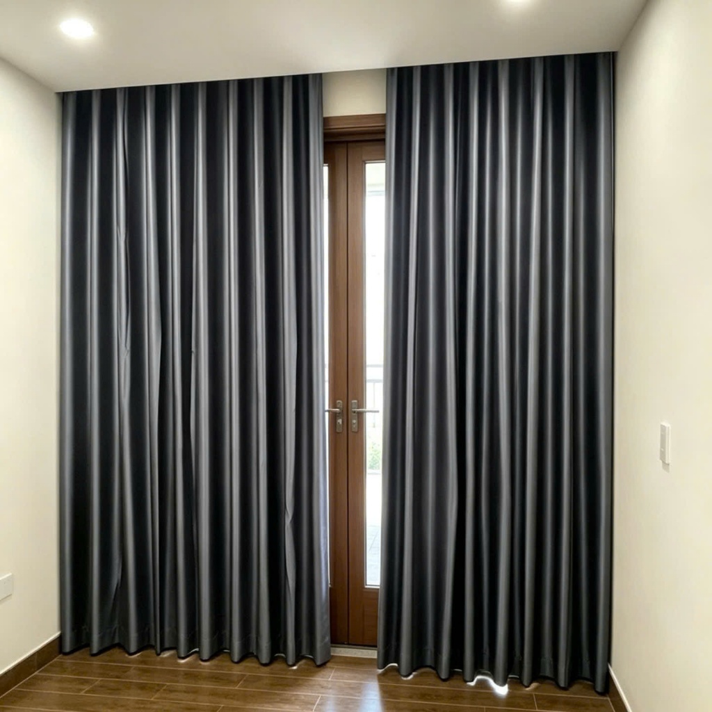 Rèm Cửa Sổ Màu Xám Đen, Màn Cửa Chính Chống Nắng Tốt Nhiều Kích Thước Lựa Chọn