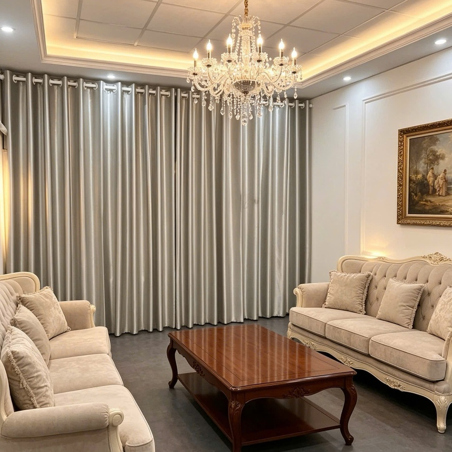 Rèm Cửa Sổ Chống Nắng, Màn Cửa Đục Lỗ Chất Liệu Vải Gấm, Trang Trí Decor Phòng