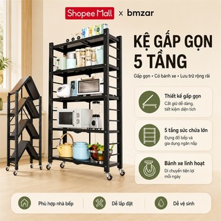 BMZAR Kệ Sắt Đa Năng Kệ gấp gọn Kệ Để Đồ kệ nhà bếp kệ lò vi sóng để đồ nhà bếp Xếp Gọn Có Bánh Xe