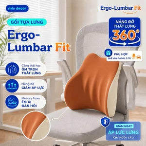 Gối Tựa Lưng Memory Foam Ergo-Lumbar Fit Mịn Decor, Nâng Đỡ Lưng Hỗ Trợ Cột Sống