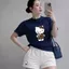 Bộ thun Nữ PONG Áo phông Hello Kitty,Cổ Tròn,Tay Ngắn,Phối Quần short,Chất Cotton Cao Cấp - CP_21555