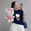 Bộ thun Nữ PONG Áo phông Hello Kitty,Cổ Tròn,Tay Ngắn,Phối Quần short,Chất Cotton Cao Cấp - CP_21555