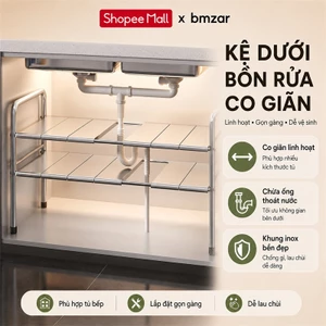 BMZAR Kệ Gầm Bếp Bồn Rửa inox Kệ Để Đồ Nhà Bếp Đa Năng Chiều dài có thể điều chỉnh từ 53-88cm.