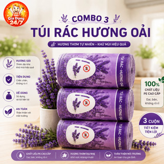 Combo 3 Cuộn Túi Rác Có Dây Rút 150 Túi Ngải Cứu Oải Hương Chanh Khử Mùi Đuổi Côn Trùng 45x50cm