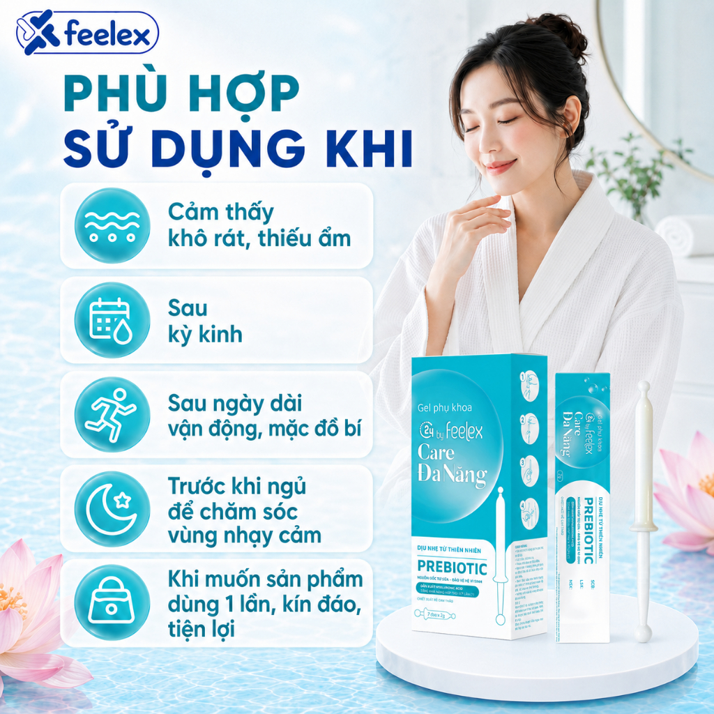Gel phụ khoa Inner C24 Feelex Care Đa Năng dạng đũa hộp 7 chiếc, hỗ trợ cấp ẩm, cân bằng pH, làm sạch vùng kín
