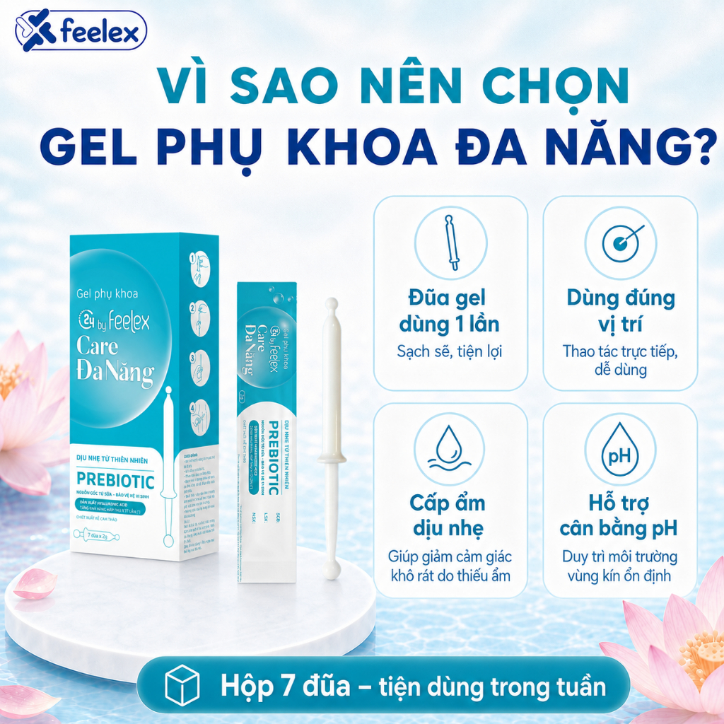Gel phụ khoa Inner C24 Feelex Care Đa Năng dạng đũa hộp 7 chiếc, hỗ trợ cấp ẩm, cân bằng pH, làm sạch vùng kín