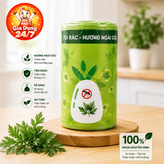 Combo 3 Cuộn Túi Rác Có Dây Rút 150 Túi Ngải Cứu Oải Hương Chanh Khử Mùi Đuổi Côn Trùng 45x50cm