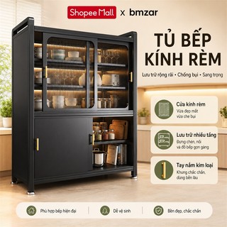 Kệ tủ đa năng 100% thép cacbon Tủ bếp đa năng Có cửa trượt Kệ bếp 5 Tầng