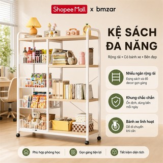 BMZAR Kệ lò vi sóng 3 4 tầng kệ bếp đa năng kệ để lò nướng kèm giỏ Kệ để đồ nhà bếp có ngăn tủ mặt gỗ MDF 1.3CM độ dày