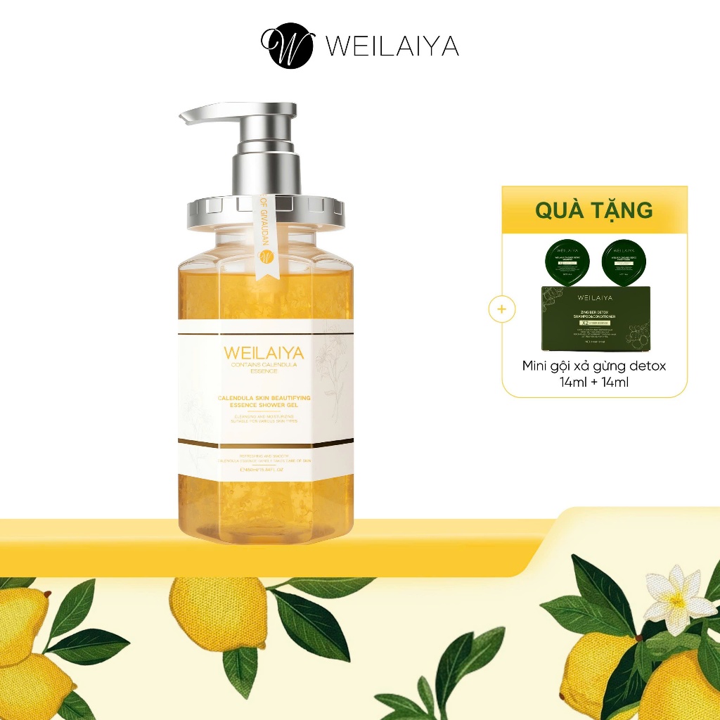 Sữa tắm dưỡng da toàn thân Weilaiya chiết xuất cánh hoa cúc vạn thọ lưu hương lâu phù hợp cho mọi loại da 450ml