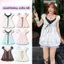 Áo Babydoll cổ V phối yếm dáng xoè GUMIE tay bí phồng mùa hè - A26GM
