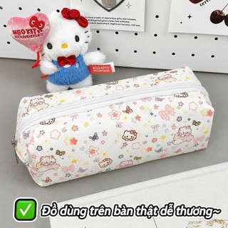Túi Bút Vải Canvas Họa Tiết Mèo Dễ Thương – Sức Chứa Lớn, Đựng Bút Thước Tẩy Tiện Lợi