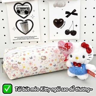 Túi Bút Vải Canvas Họa Tiết Mèo Dễ Thương – Sức Chứa Lớn, Đựng Bút Thước Tẩy Tiện Lợi